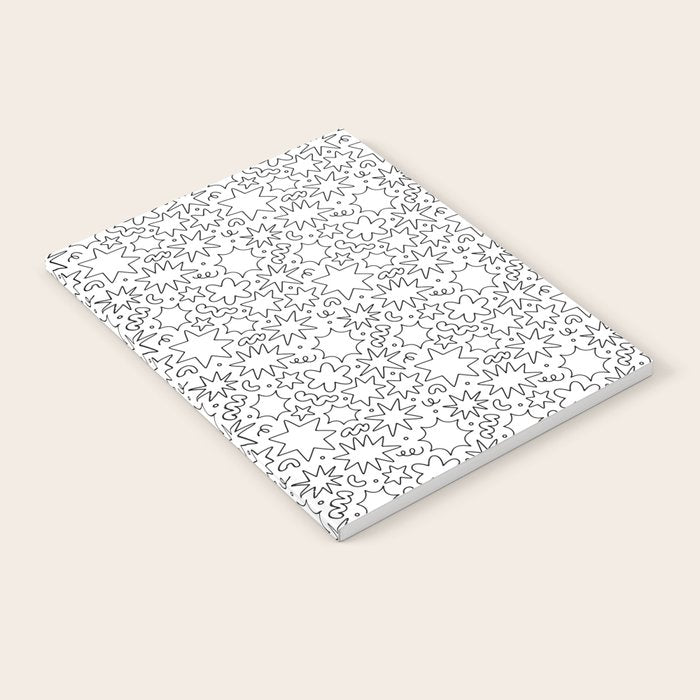 Fun black and white cartoon doodle art pattern Notebook Gallery Image 2