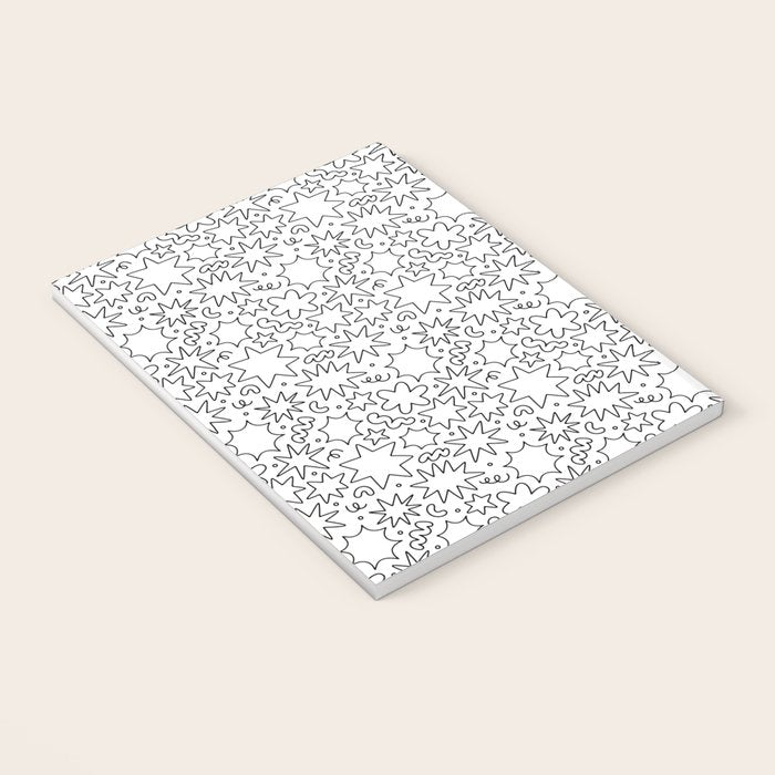 Fun black and white cartoon doodle art pattern Notebook Gallery Image 3