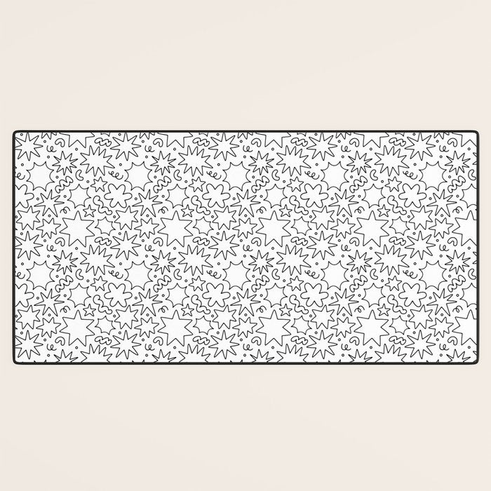 Fun black and white cartoon doodle art pattern Desk Mat Gallery Image 3