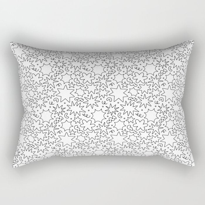 Fun black and white cartoon doodle art pattern Rectangular Pillow Gallery Image 2