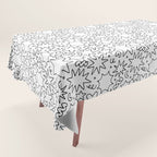 Fun black and white cartoon doodle art pattern Tablecloth Gallery Image 1