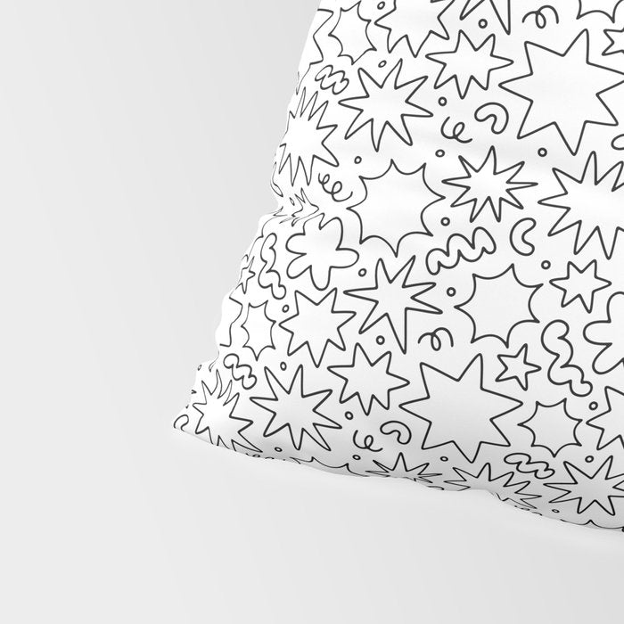 Fun black and white cartoon doodle art pattern Pillow Sham Gallery Image 4