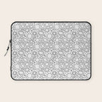 Fun black and white cartoon doodle art pattern Laptop Sleeve Gallery Image 1