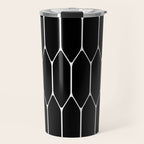 Long Honeycomb - Minimalist Geometric Pattern in Black and White Travel Mug Gallery Image 1