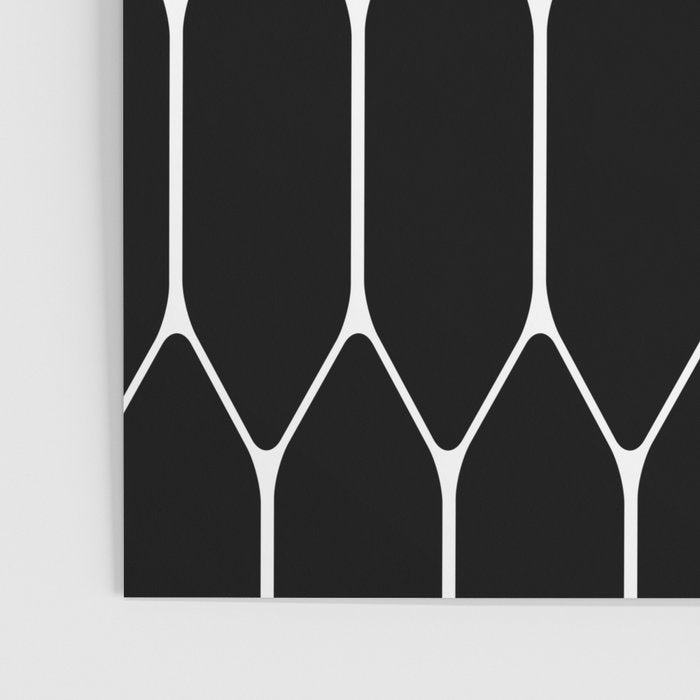 Long Honeycomb - Minimalist Geometric Pattern in Black and White Poster Gallery Image 3