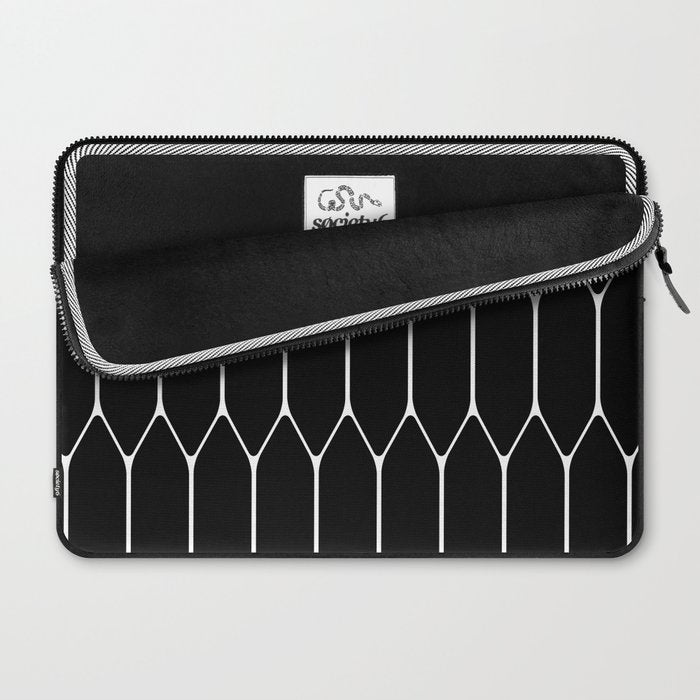 Long Honeycomb - Minimalist Geometric Pattern in Black and White Laptop Sleeve Gallery Image 2