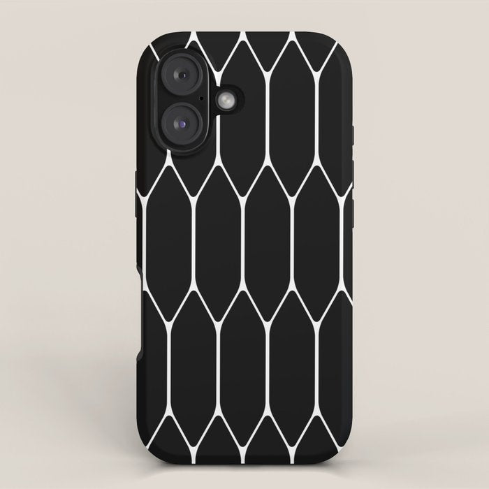 Long Honeycomb - Minimalist Geometric Pattern in Black and White iPhone Case Gallery Image 1