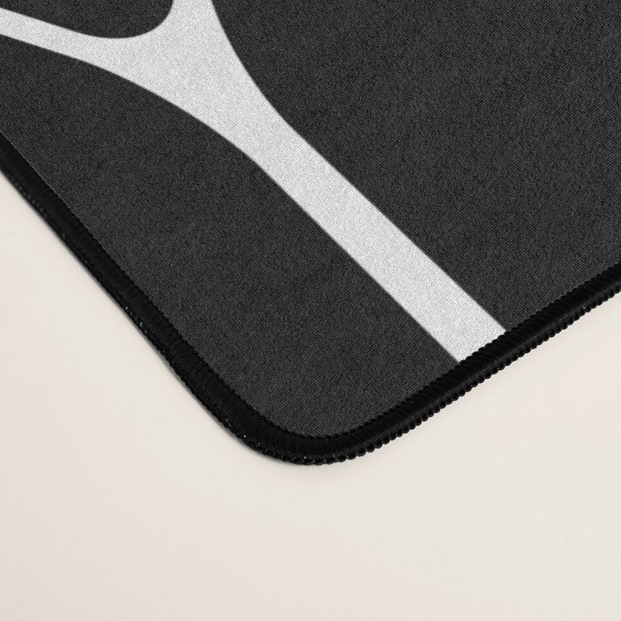 Long Honeycomb - Minimalist Geometric Pattern in Black and White Desk Mat Gallery Image 4