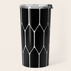 Long Honeycomb - Minimalist Geometric Pattern in Black and White Travel Mug Gallery Image 2