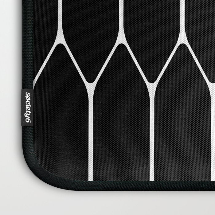 Long Honeycomb - Minimalist Geometric Pattern in Black and White Laptop Sleeve Gallery Image 3