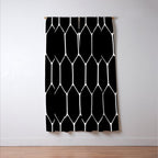 Long Honeycomb - Minimalist Geometric Pattern in Black and White Window Curtain Gallery Image 3
