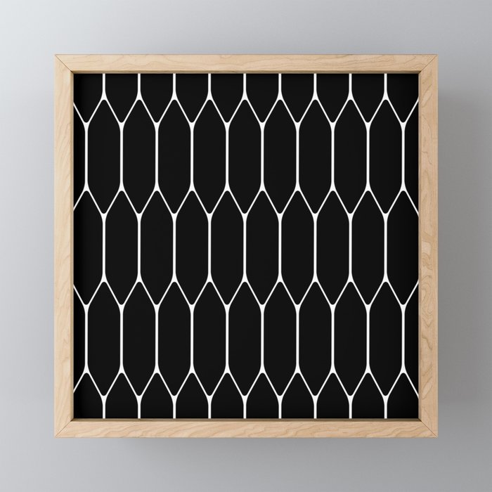 Long Honeycomb - Minimalist Geometric Pattern in Black and White Mini Art Print Gallery Image 1