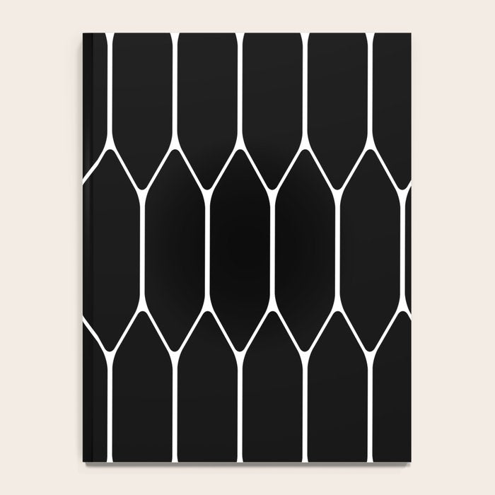 Long Honeycomb - Minimalist Geometric Pattern in Black and White Notebook Gallery Image 4