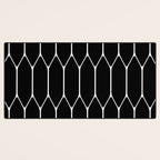 Long Honeycomb - Minimalist Geometric Pattern in Black and White Desk Mat Gallery Image 3