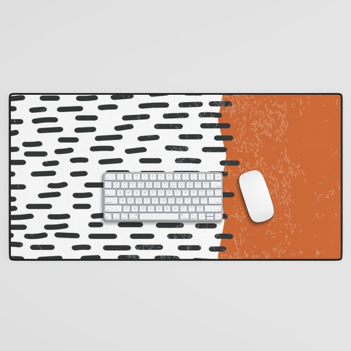 White Background Mid Century Modern Minimalist Rothko Inspired Color Field Red Rain With Lines Geometric Style Desk Mat Gallery Image 1