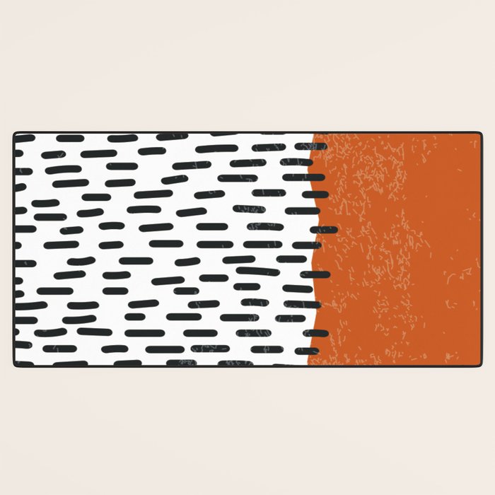 White Background Mid Century Modern Minimalist Rothko Inspired Color Field Red Rain With Lines Geometric Style Desk Mat Gallery Image 3