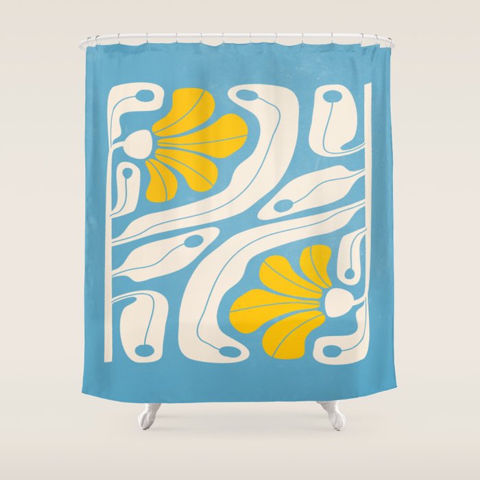 Iceberg & Golden Poppy: Les Fleurs | Flower Market Color Series 03 Shower Curtain Gallery Image 1