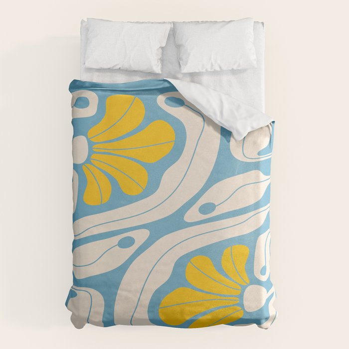 Iceberg & Golden Poppy: Les Fleurs | Flower Market Color Series 03 Duvet Cover Gallery Image 1