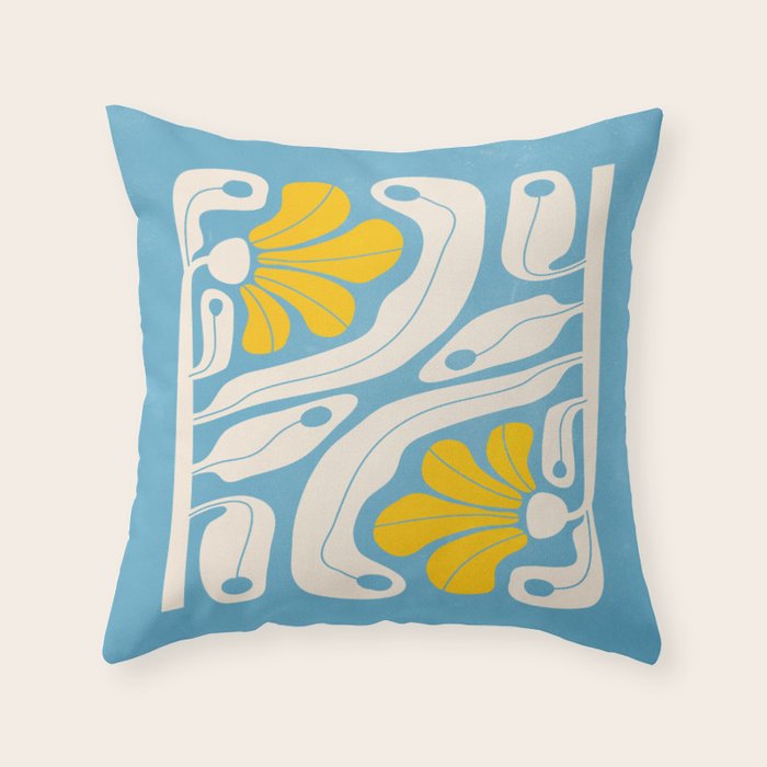 Iceberg & Golden Poppy: Les Fleurs | Flower Market Color Series 03 Throw Pillow Gallery Image 6