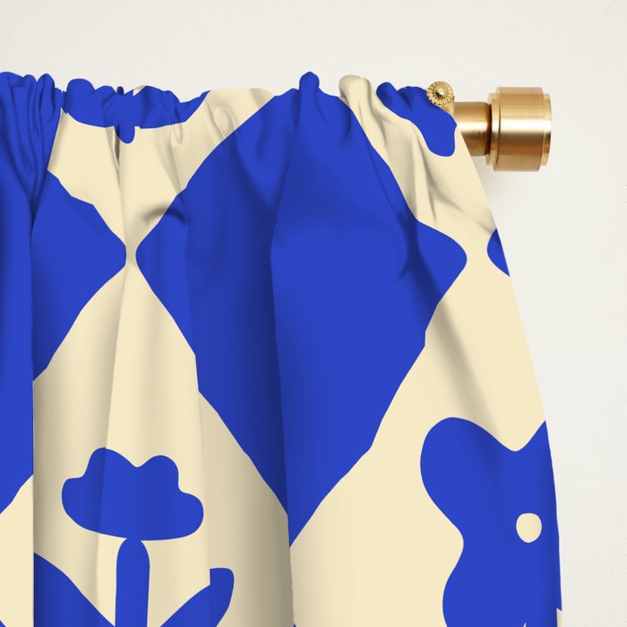 Abstract blue flower collage art pattern Window Curtain Gallery Image 2