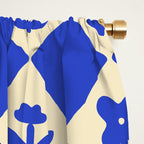 Abstract blue flower collage art pattern Window Curtain Gallery Image 2