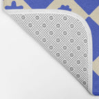Abstract blue flower collage art pattern Bath Mat Gallery Image 2