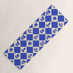 Abstract blue flower collage art pattern Yoga Mat Gallery Image 1