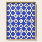 Abstract blue flower collage art pattern Serving Tray Gallery Image 1