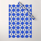 Abstract blue flower collage art pattern Wrapping Paper Gallery Image 1