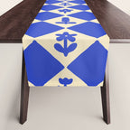 Abstract blue flower collage art pattern Table Runner Gallery Image 1