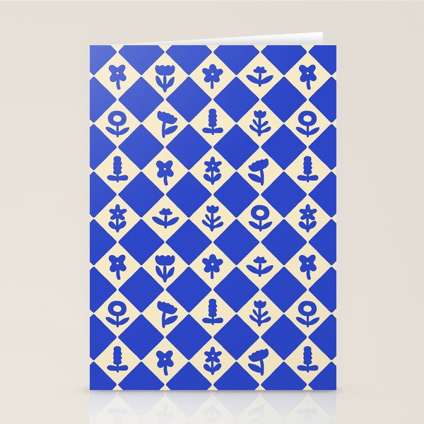 Abstract blue flower collage art pattern Stationery Card Gallery Image 1