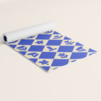 Abstract blue flower collage art pattern Yoga Mat Gallery Image 2