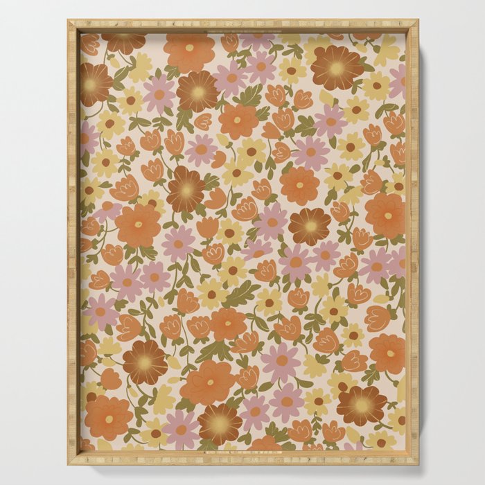 Retro garden pattern Serving Tray Gallery Image 1