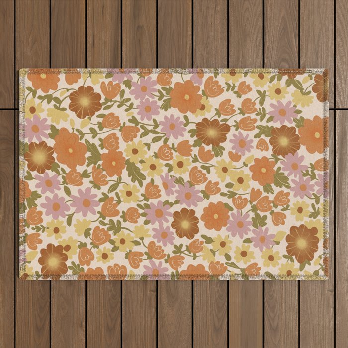 Retro garden pattern Outdoor Rug Gallery Image 1