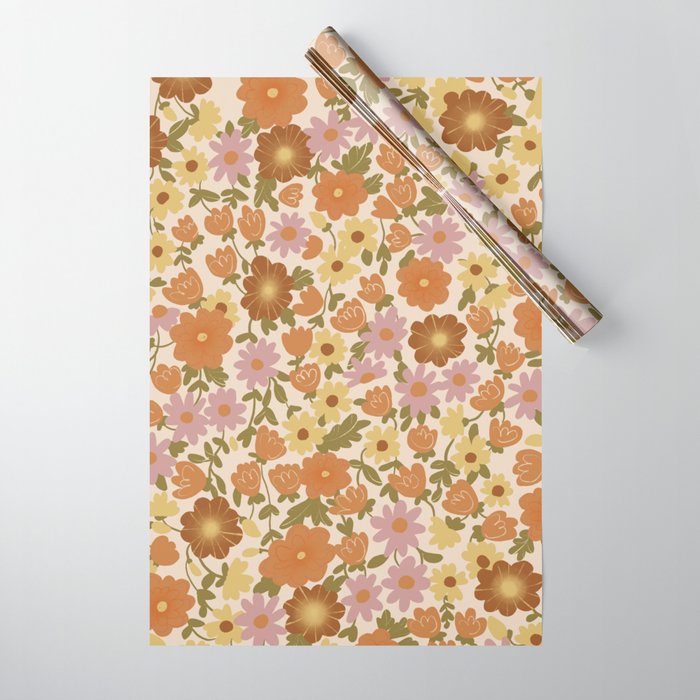 Retro garden pattern Wrapping Paper Gallery Image 1