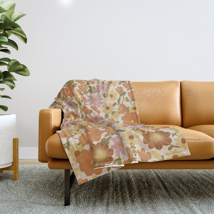 Retro garden pattern Throw Blanket Gallery Image 1