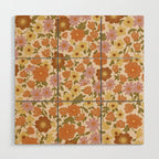 Retro garden pattern Wood Wall Art Gallery Image 1