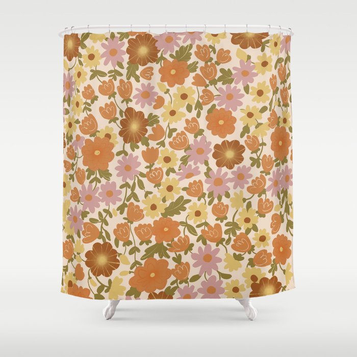 Retro garden pattern Shower Curtain Gallery Image 1