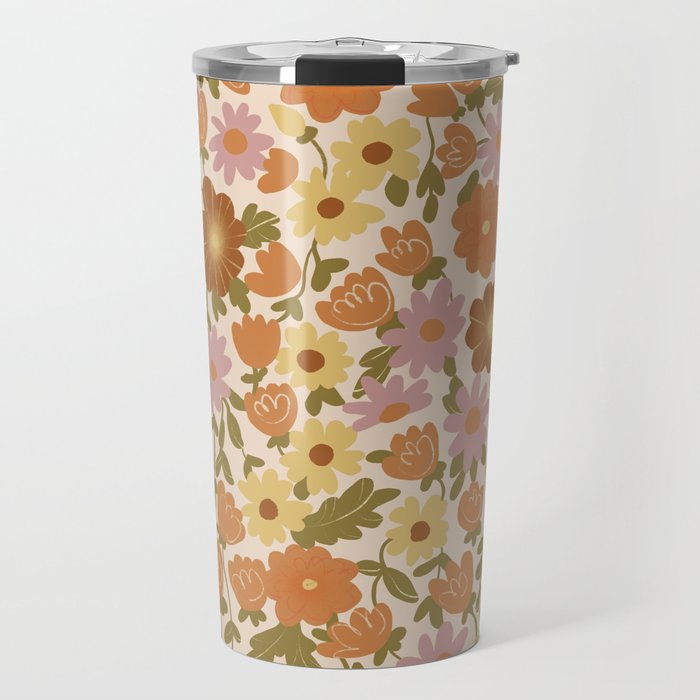 Retro garden pattern Travel Mug Gallery Image 1