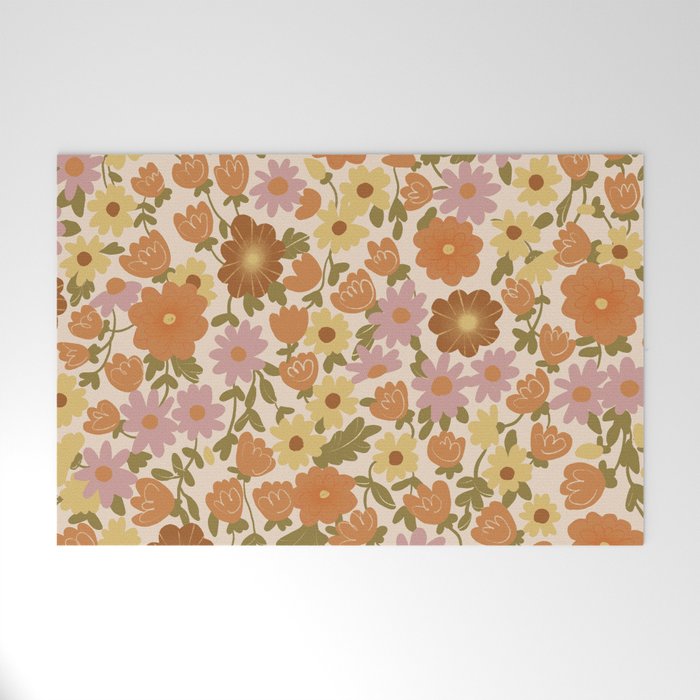 Retro garden pattern Welcome Mat Gallery Image 1