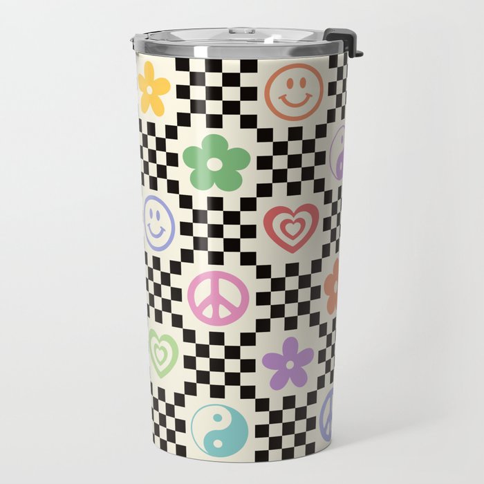 Retro Colorful Nostalgia Double Checker Travel Mug Gallery Image 2