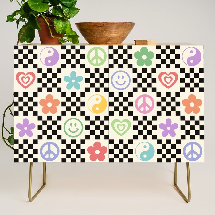 Retro Colorful Nostalgia Double Checker Credenza Gallery Image 1