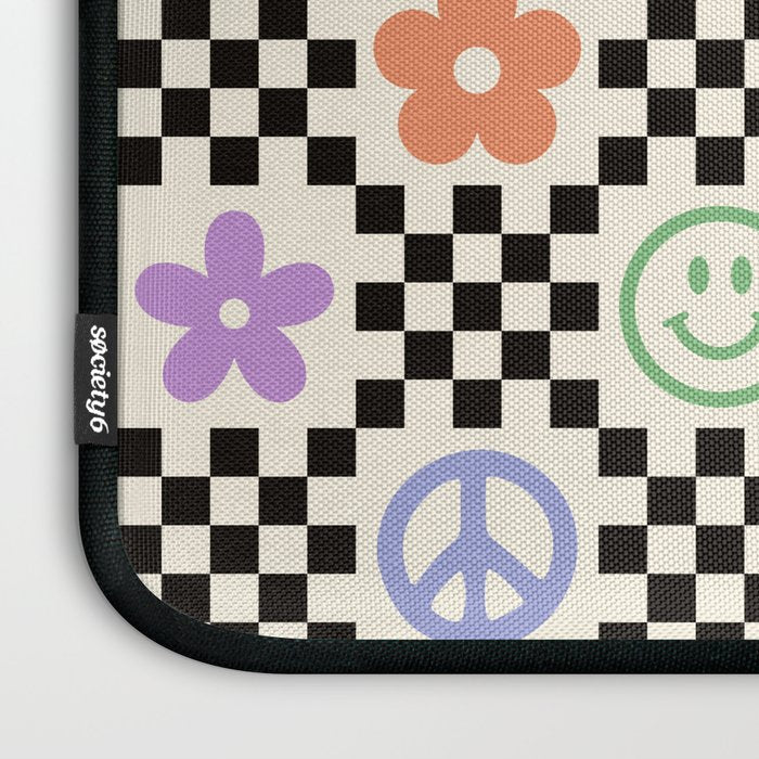 Retro Colorful Nostalgia Double Checker Laptop Sleeve Gallery Image 3