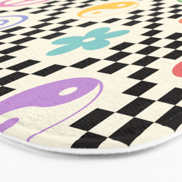 Retro Colorful Nostalgia Double Checker Bath Mat Gallery Image 3