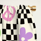 Retro Colorful Nostalgia Double Checker Window Curtain Gallery Image 2