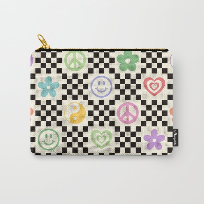 Retro Colorful Nostalgia Double Checker Carry All Pouch Gallery Image 1