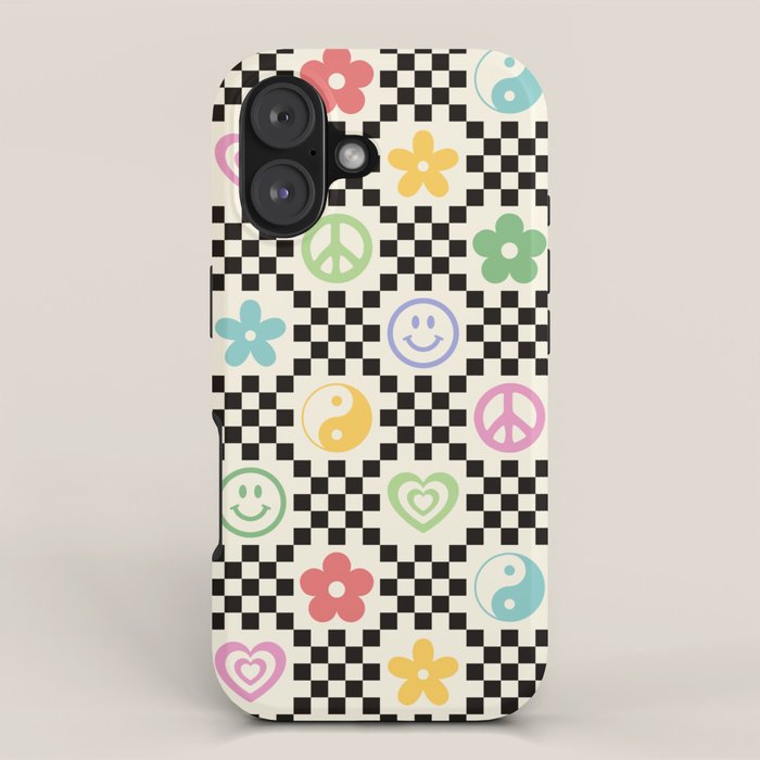 Retro Colorful Nostalgia Double Checker iPhone Case Gallery Image 1