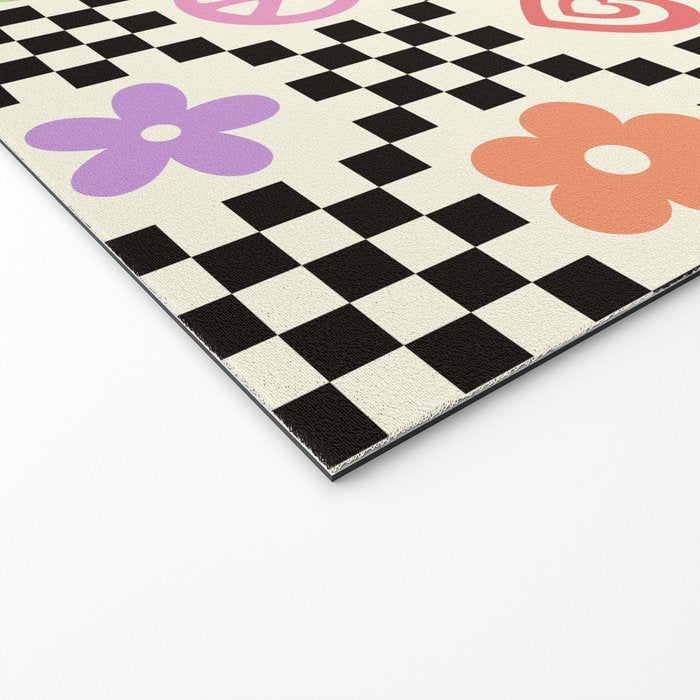 Retro Colorful Nostalgia Double Checker Welcome Mat Gallery Image 2