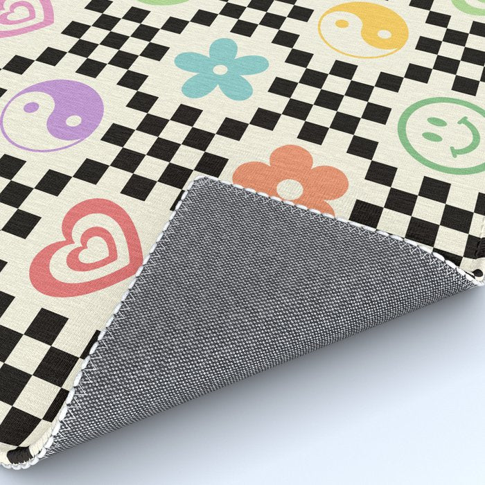 Retro Colorful Nostalgia Double Checker Rug Gallery Image 4