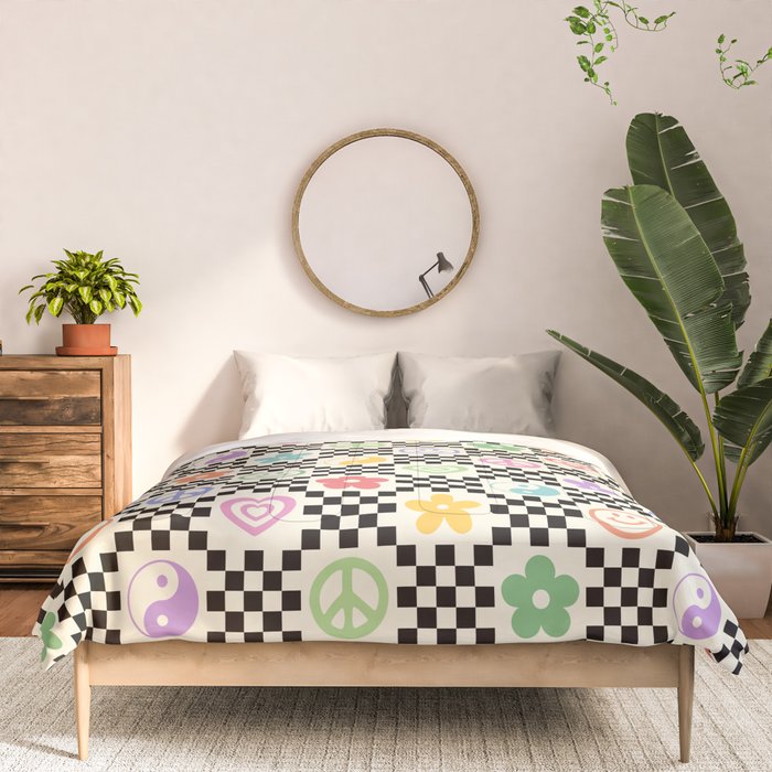 Retro Colorful Nostalgia Double Checker Comforter Gallery Image 3
